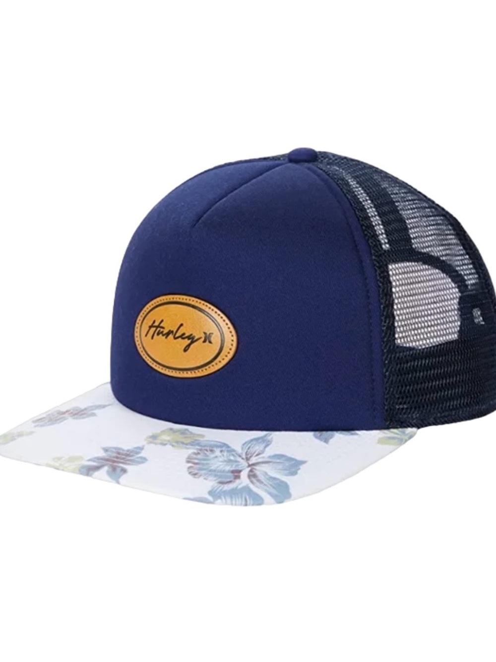 HURLEY Snapback Trucker Hat, Navy Blue/Floral, Size O/S